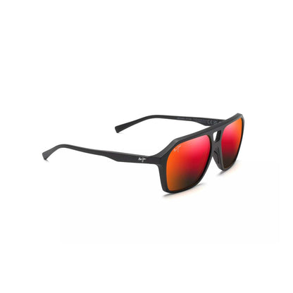 WEDGES POLARIZED SUNGLASSES MATTE BLACK FRAME HAWAII LAVA LENS