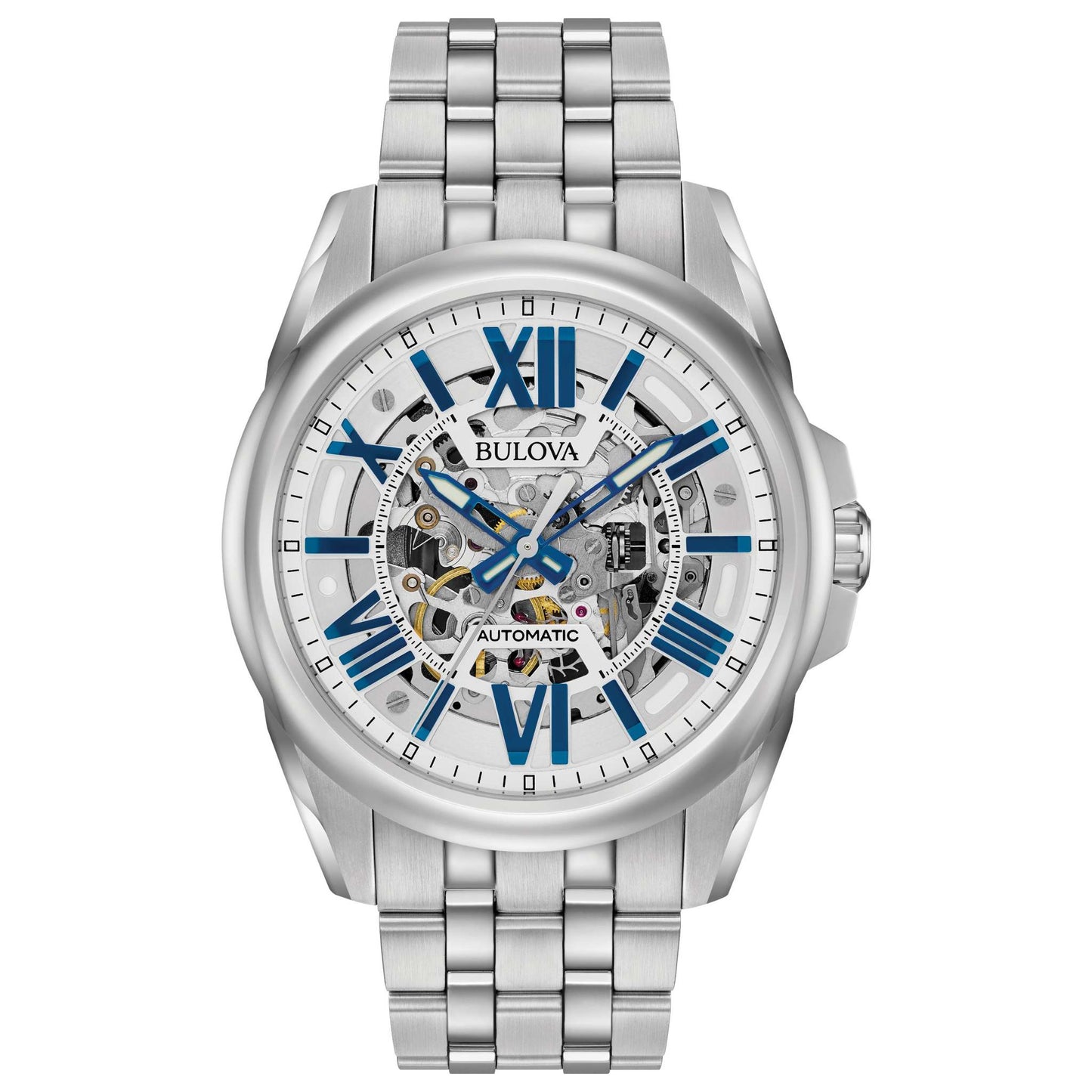 MENS AUTOMATIC STAINLESS STEEL WATCH SKELETON DIAL