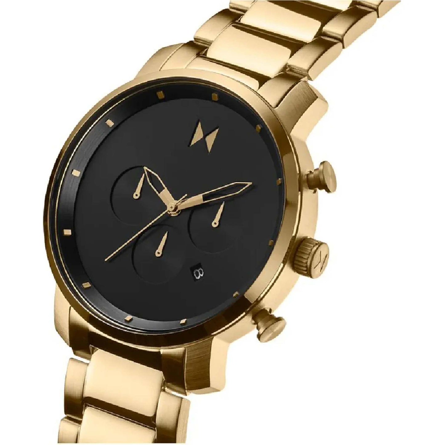 MENS CHRONO GOLD-TONE STAINLESS STEEL WATCH BLACK DIAL