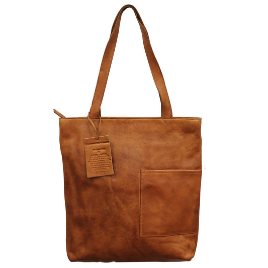 LEON LEATHER TOTE/SHOULDER BAG COGNAC