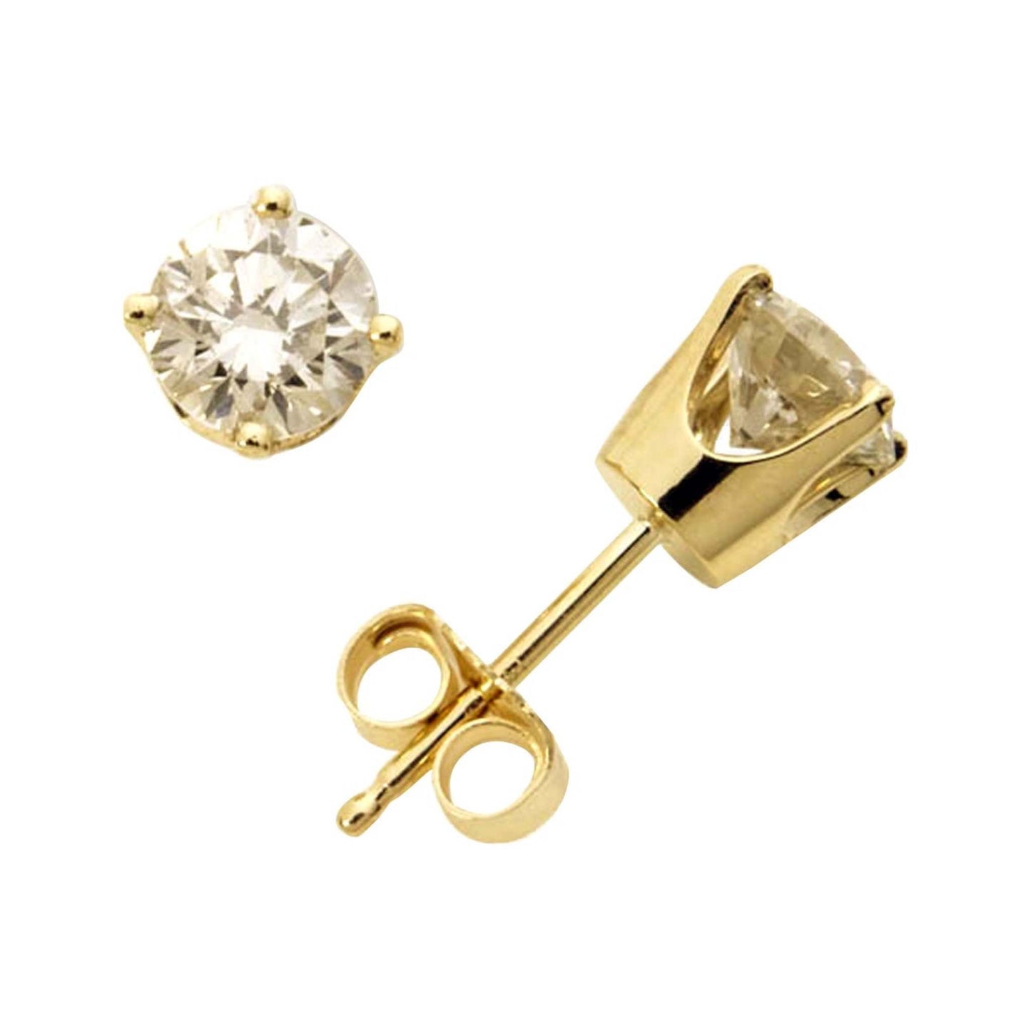 14K YELLOW DIAMOND SOLITAIRE EARRINGS .10TWT