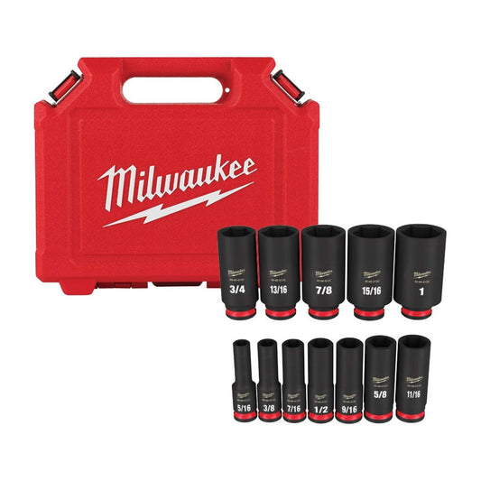 12PC SHOCKWAVE IMPACT DUTY 3/8" DRIVE SAE DEEP 6 POINT SOCKET SET