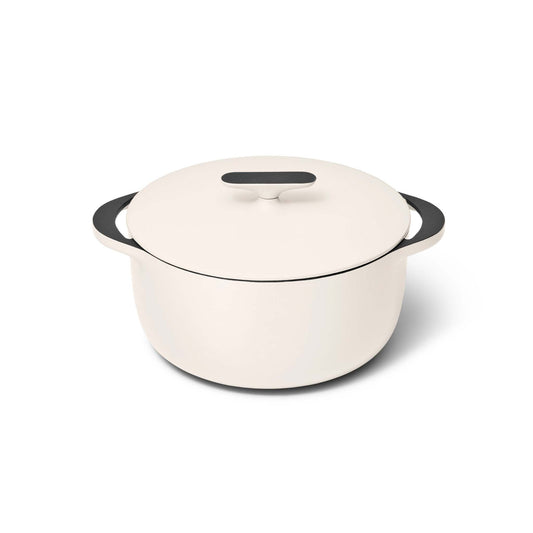 6.5QT ENAMELED CAST IRON DUTCH OVEN W/ FLAT LID CREAM