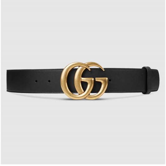 GG GOLD BUCKLE LEATHER BELT - (SIZE 42)