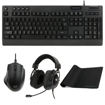 Campaign Gaming Bundle Black - Keyboard Mouse Headset Mouse Pad