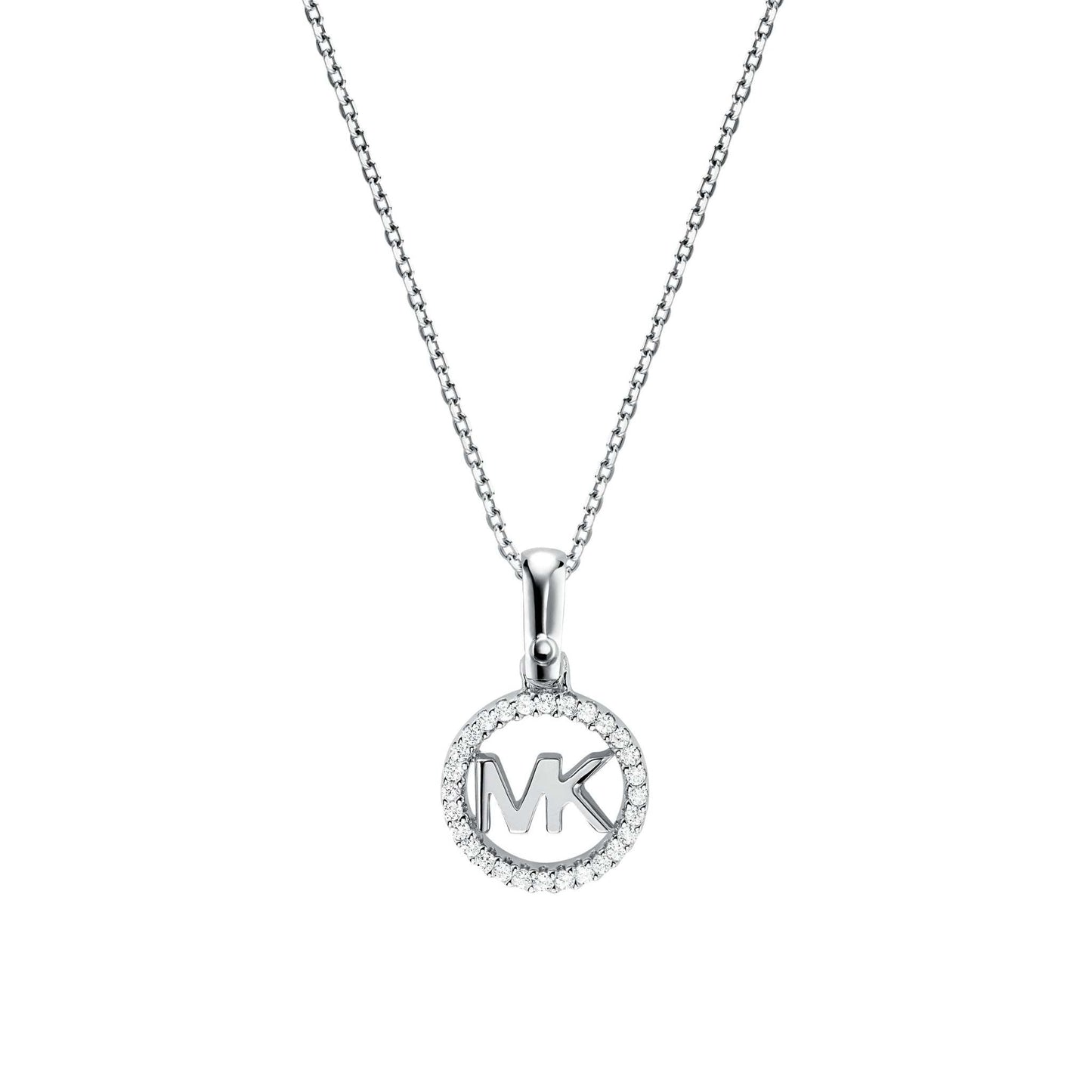STERLING KORS LOGO NECKLACE