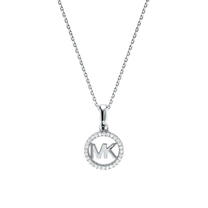 STERLING KORS LOGO NECKLACE