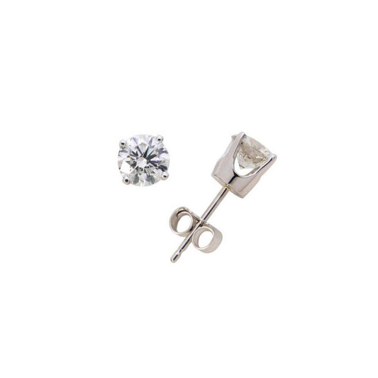 14K WHITE GOLD DIAMOND SOLITAIRE EARRINGS .75TWT