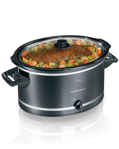 8qt Slow Cooker Black/Silver