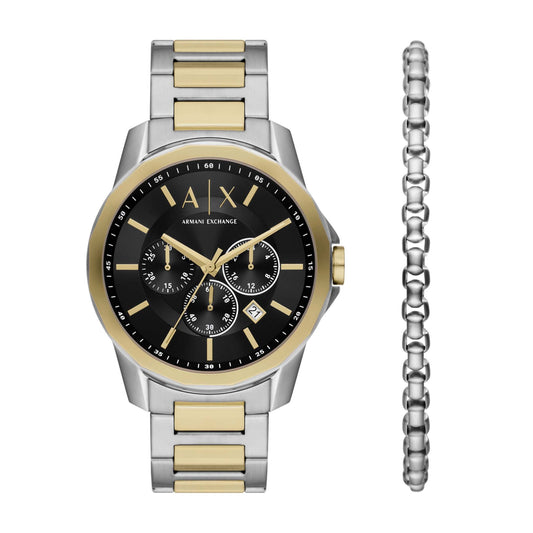 MEN'S BANKS 2-TONE CHRONOGRAPH WATCH AND BRACELET SET