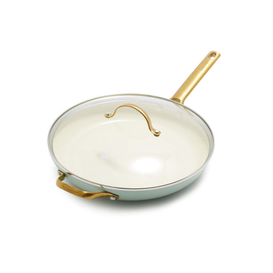 RESERVE CERAMIC NONSTICK 12" FRY PAN W/ HELPER HANDLE & LID JULEP