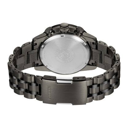 MENS NIGHTHAWK ECO-DRIVE GRANITE ION-PLATED CHRONOGRAPH WATCH