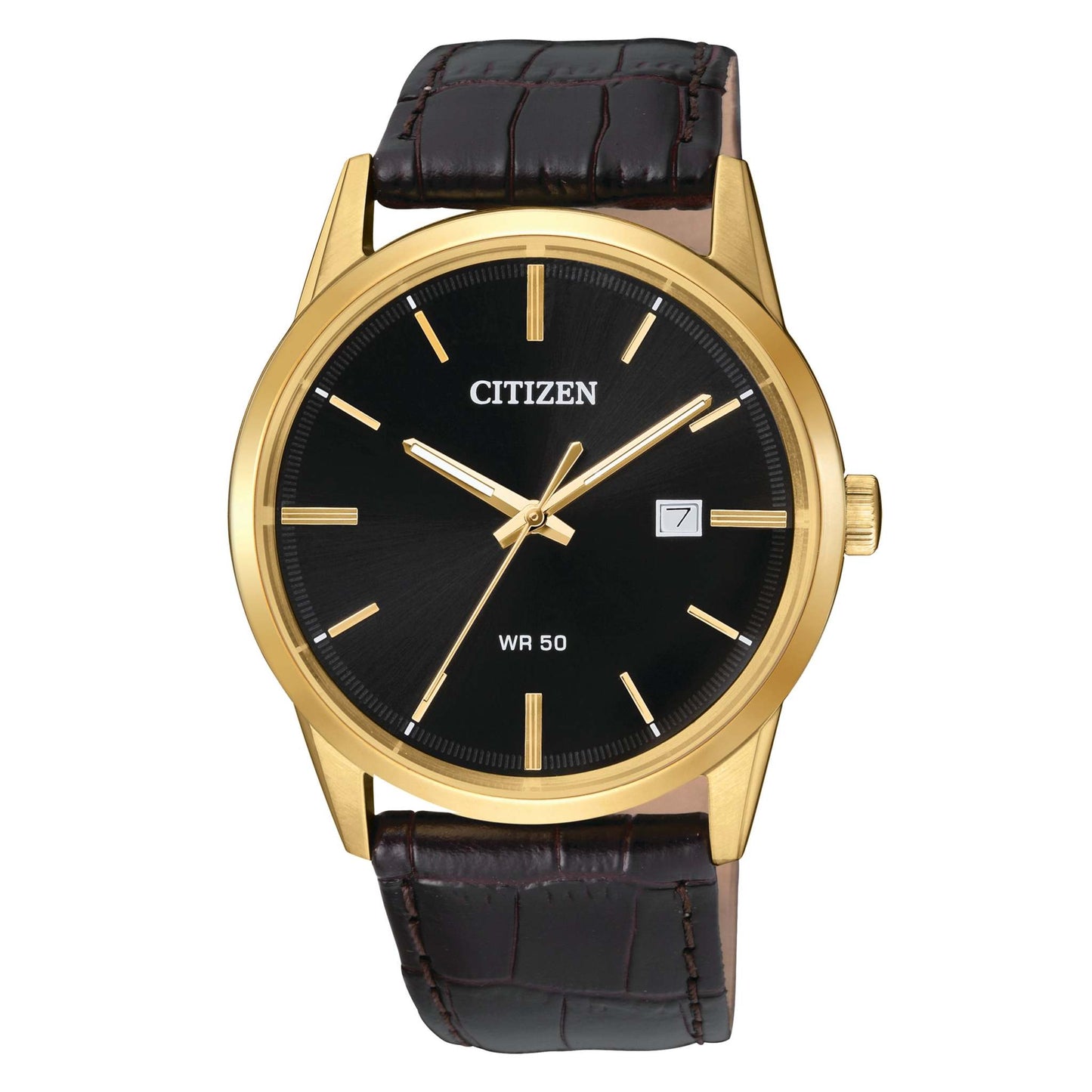 MENS QUARTZ & LEATHER STRAP DIAL