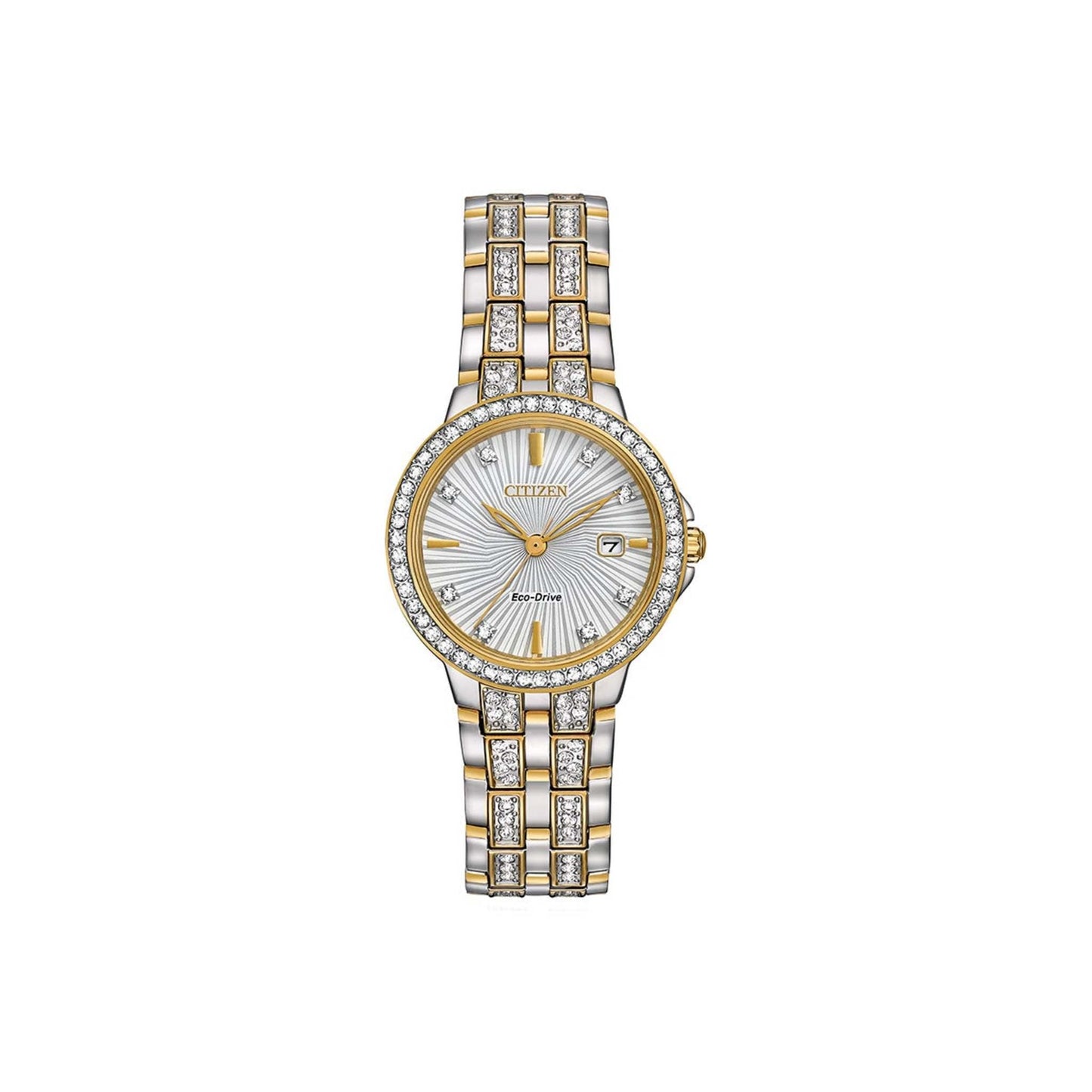 LADIES ECO-DRIVE SILHOUETTE CRYSTAL WATCH TWO-TONE DIAL