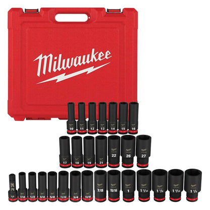 29PC SHOCKWAVE IMPACT DUTY 1/2" DRIVE SAE & METRIC DEEP 6 POINT SOCKET SET