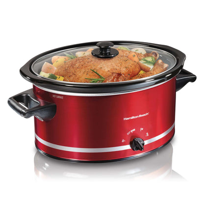 8QT OVAL SLOW COOKER RED
