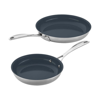 CLAD CFX 2PC STAINLESS STEEL NONSTICK CERAMIC FRY PAN SET
