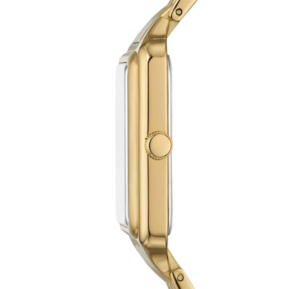 LADIES' RAQUEL STAINLESS STEEL RECTANGULAR WATCH, MOP DIAL