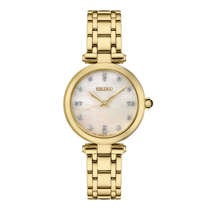 LADIES' DIAMOND COLLECTION STAINLESS STEEL WATCH, MOTHER-OF-PEARL DIAL