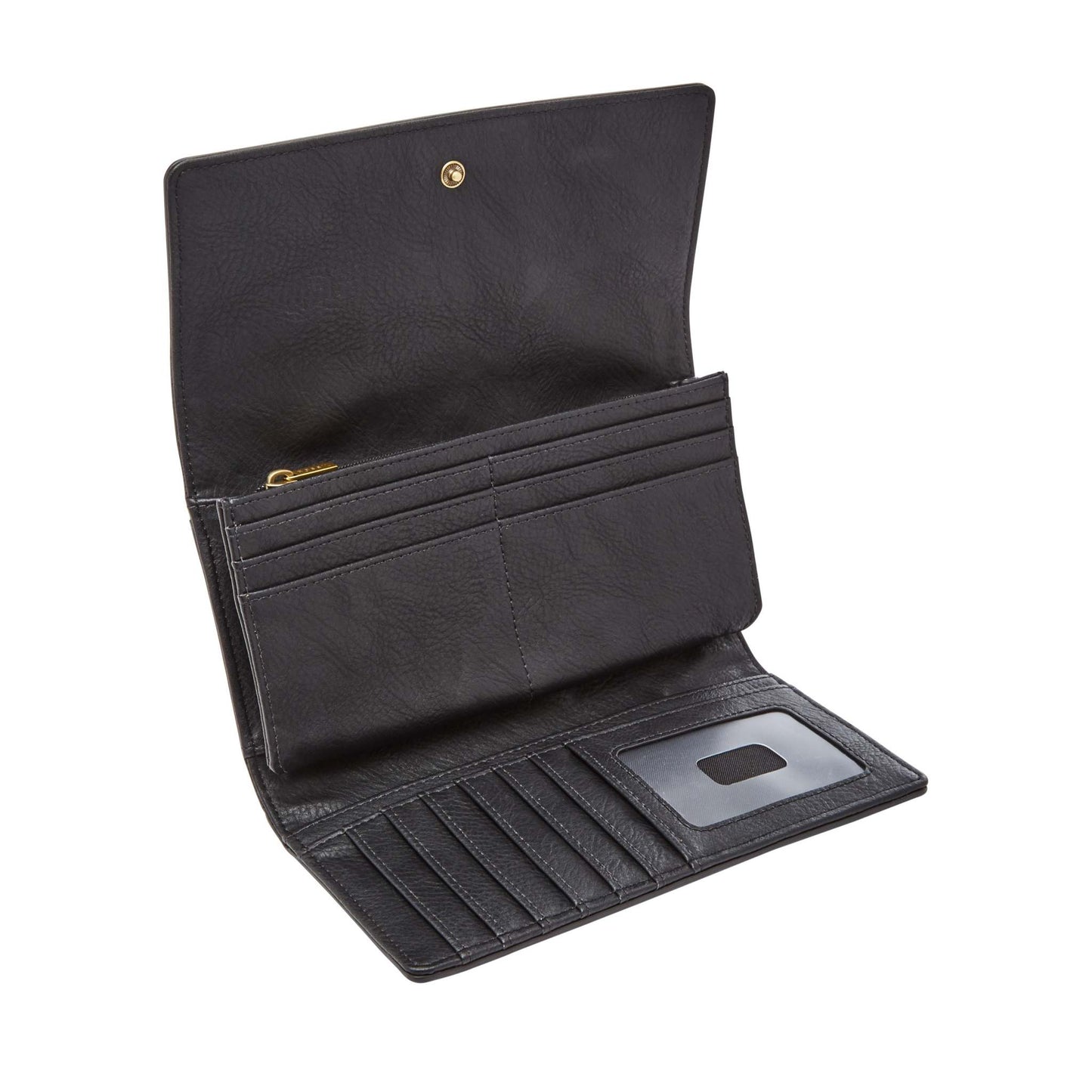 LADIES LOGAN RFID FLAP CLUTCH BLACK