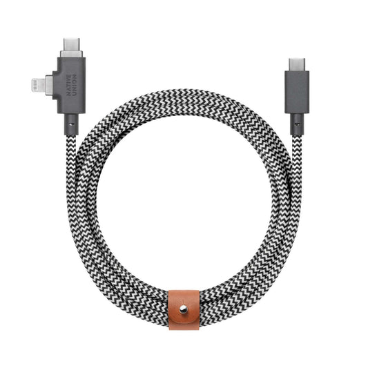 8 FT BELT CABLE DUO PRO USB-C TO LIGHTNING & USB-C ZEBRA