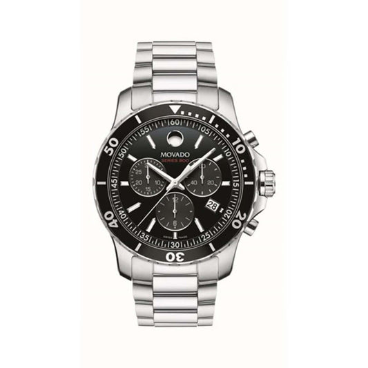 MENS SERIES 800 SILVER-TONE PERFORMANCE STEEL CHRONOGRAPH WATCH BLACK DIAL