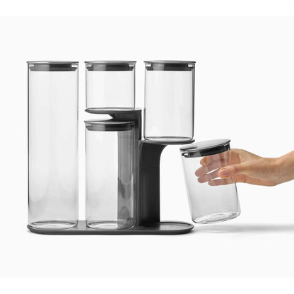 PODIUM 100 5PC GLASS STORAGE SET W/ STAND
