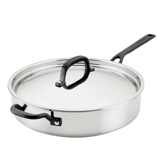 5QT STAINLESS STEEL 5-PLY COVERED SAUTE PAN W/ HELPER HANDLE