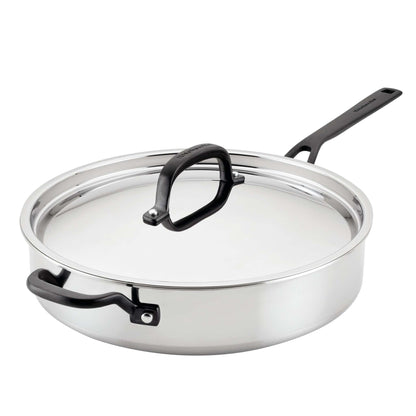 5QT STAINLESS STEEL 5-PLY COVERED SAUTE PAN W/ HELPER HANDLE