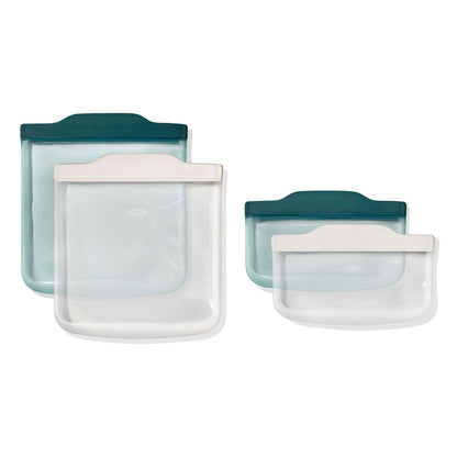 GOOD GRIPS 4PC LUNCH SET SILICONE REUSABLE BAGS OAT & LAGOON