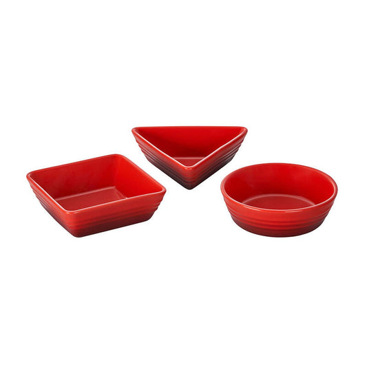 3PC STONEWARE SERVING/TAPAS DISH SET CERISE