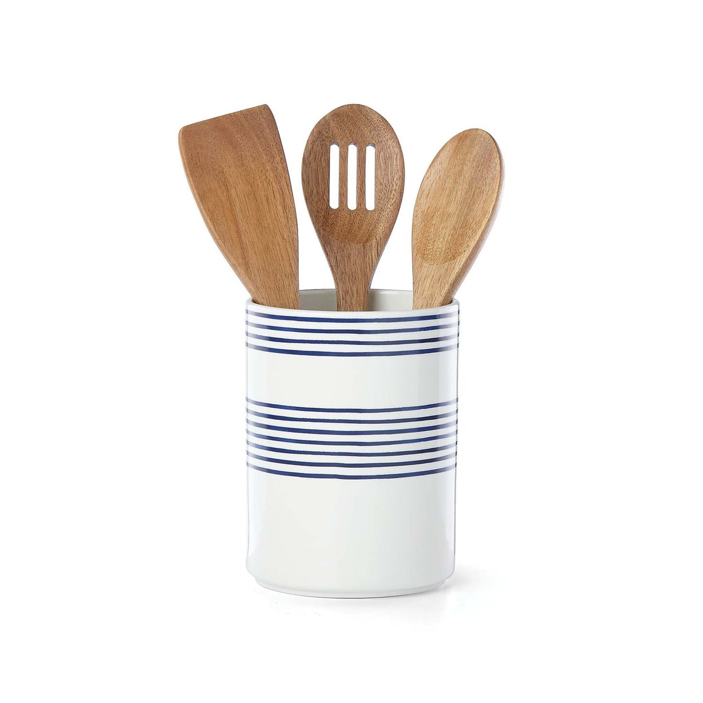 CHARLOTTE STREET UTENSIL CROCK W/ WOODEN SERVERS