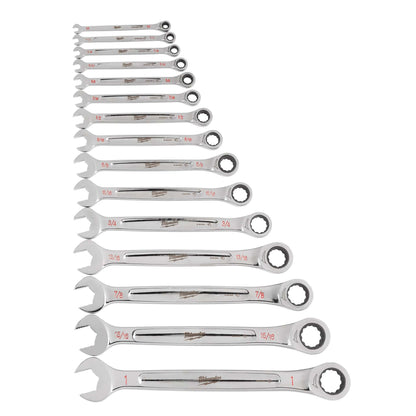 15PC SAE MULTIBIT RATCHETING COMBINATION WRENCH SET