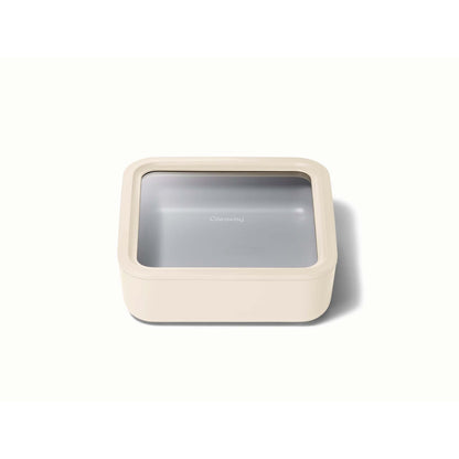 10 CUP GLASS FOOD CONTAINER SQUARE SHAPE W/ LID CREAM