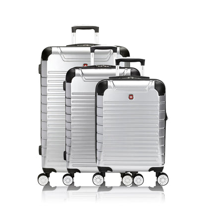 7782 Expandable 3pc Hardside Luggage Set Silver