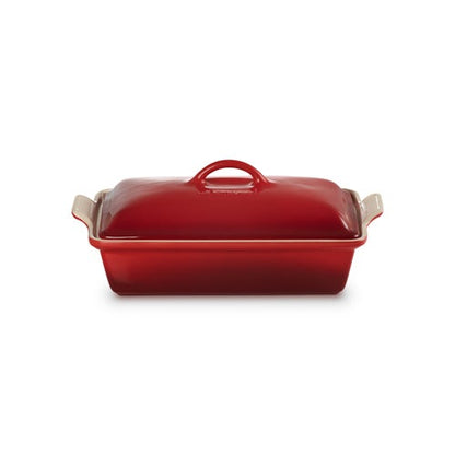4qt Heritage Stoneware Covered Rectangular Casserole Cerise