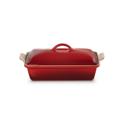 4qt Heritage Stoneware Covered Rectangular Casserole Cerise