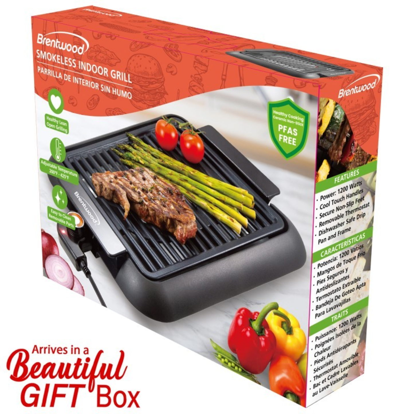 1200W ELECTRIC SMOKELESS INDOOR GRILL - (BLACK)
