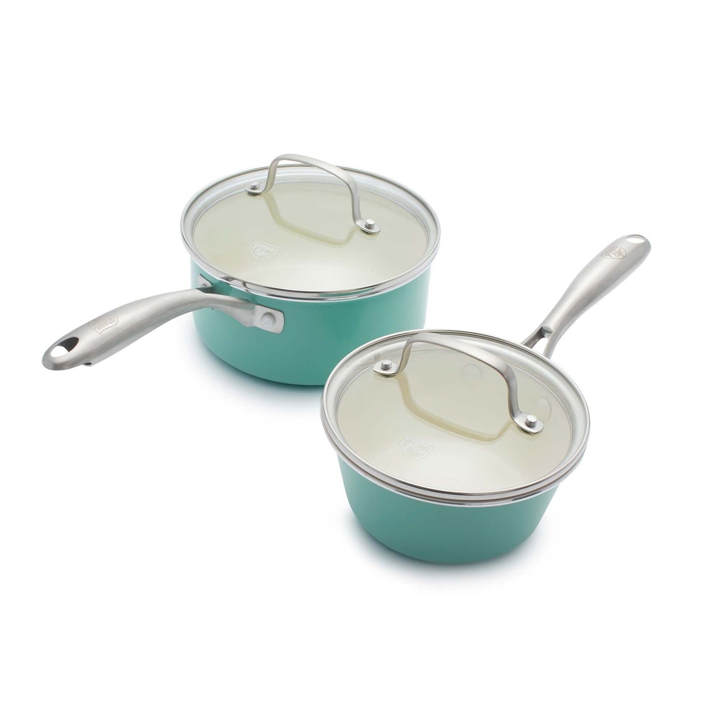 ARTISAN HEALTHY CERAMIC NONSTICK 2PC SAUCEPANS W/ LIDS TURQUOISE