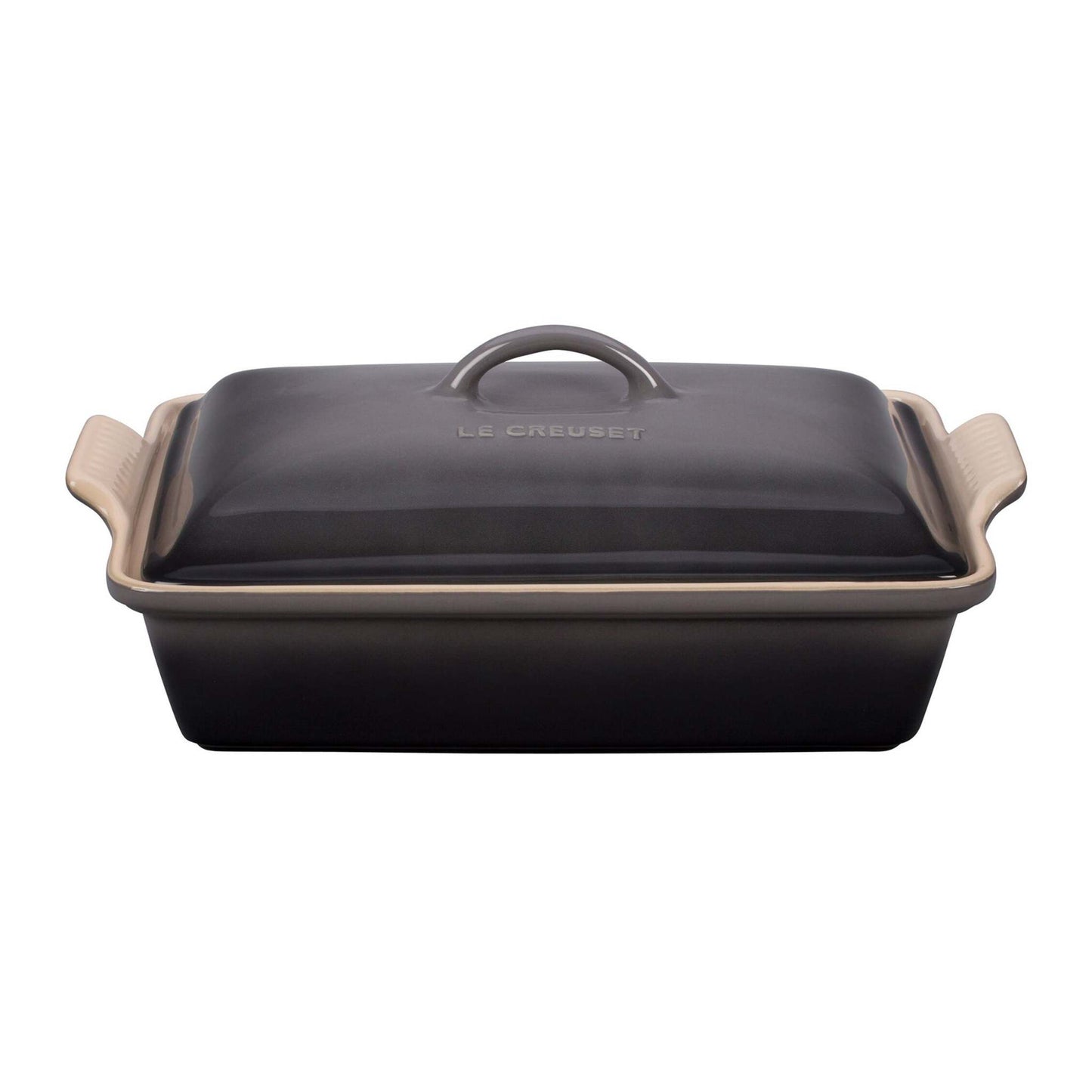4QT HERITAGE STONEWARE COVERED RECTANGULAR CASSEROLE OYSTER