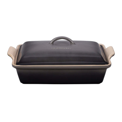 4QT HERITAGE STONEWARE COVERED RECTANGULAR CASSEROLE OYSTER