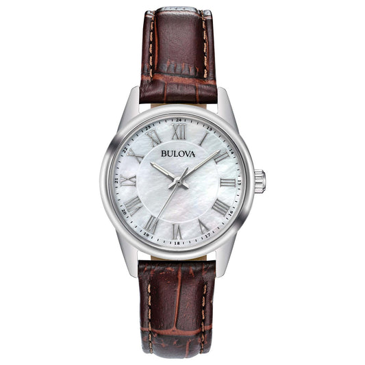 LADIES' CORPORATE EXCLUSIVE LEATHER STRAP WATCH, MOP DIAL