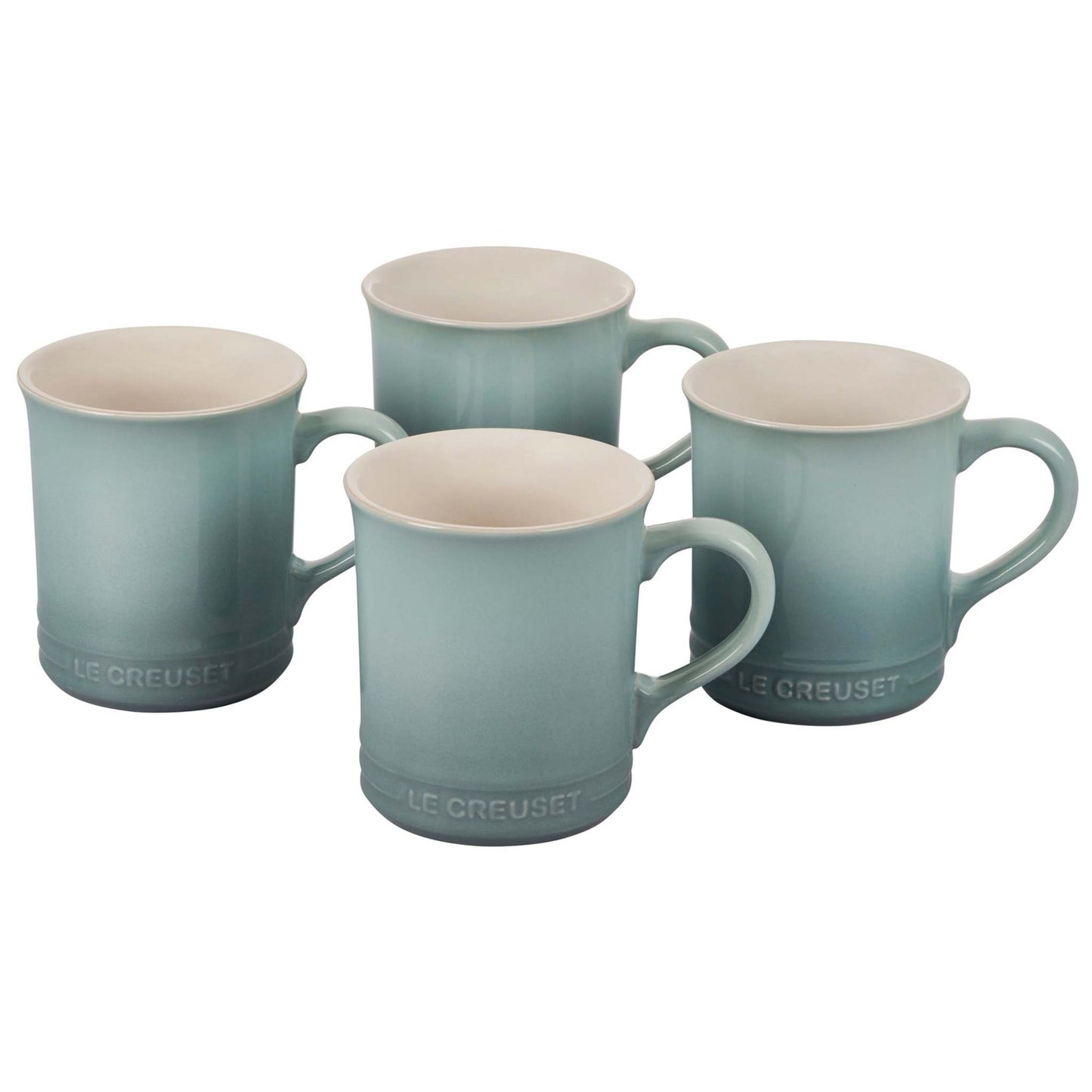 SET OF 4 STONEWARE MUGS SEA SALT
