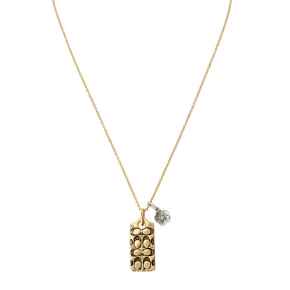 QUILTED C CRYSTAL TAG PENDANT NECKLACE