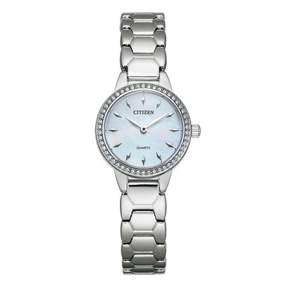 LADIES QUARTZ SWAROVSKI STAINLESS STEEL WATCH MOTHER-OF-PEARL DIAL