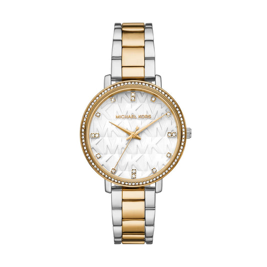 LADIES' PYPER TWO-TONE STAINLESS STEEL WATCH, MK LOGO DIAL