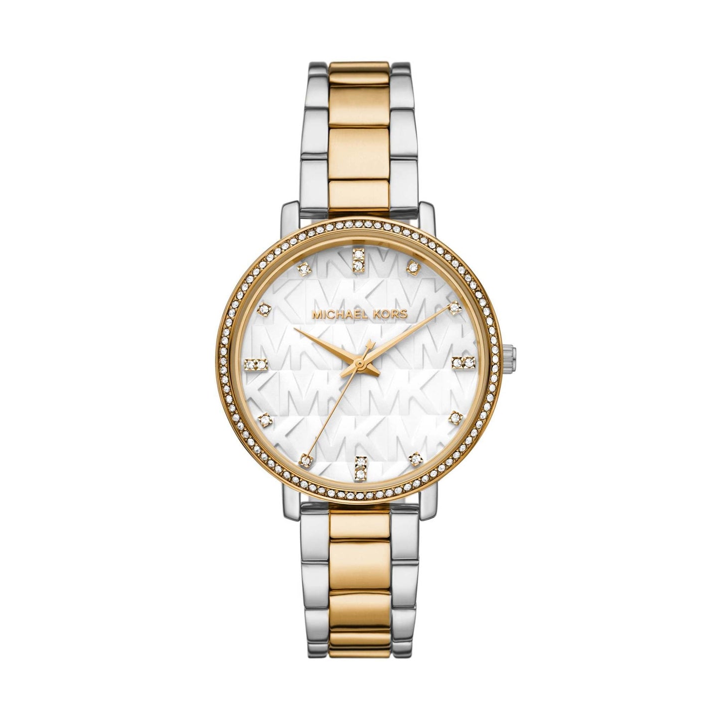 LADIES' PYPER TWO-TONE STAINLESS STEEL WATCH, MK LOGO DIAL