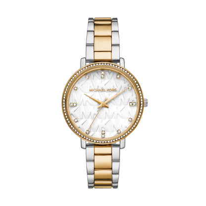 LADIES' PYPER TWO-TONE STAINLESS STEEL WATCH, MK LOGO DIAL