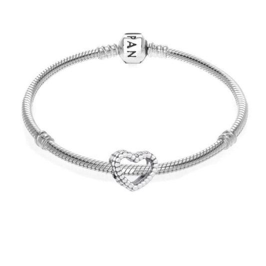 BEADED HEART CHARM BRACELET - (SIZE 7.5)