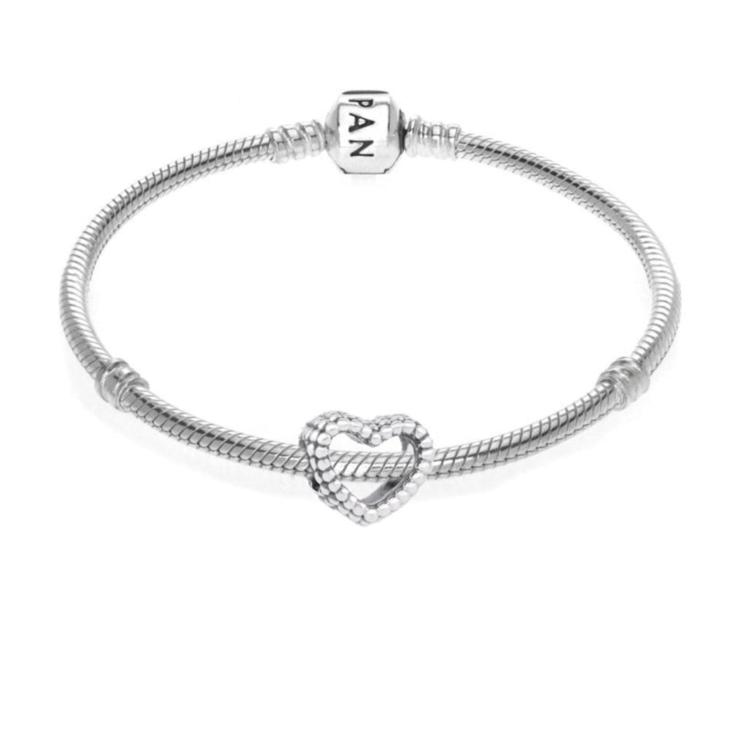 BEADED HEART CHARM BRACELET - (SIZE 7.5)